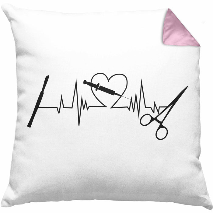 Lustige Chirurg-Kissen mit Füllung 40x40 Geschenk für Chirurgen Herzschlag (Grau) Rosa Trendation