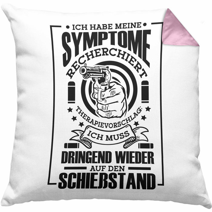Lustige Schießen-Kissen mit Füllung 40x40 für Sportschützen Geschenk Ich Muss Dringend Wieder Auf Den Schießstand (Grau) Rosa Trendation
