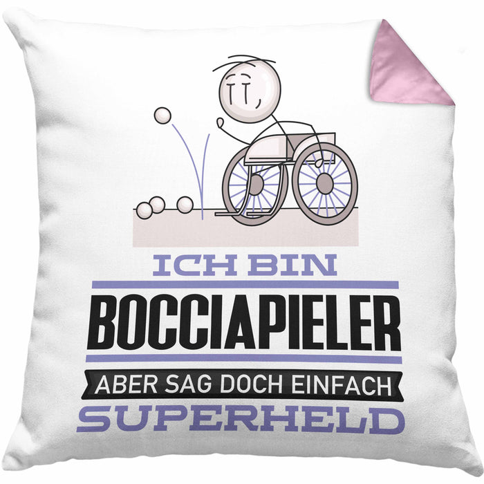Bocciapieler Geschenk Kissen mit Füllung 40x40 Ich Bin Bocciapieler Aber Sag Doch Einfach Superheld Lustige Geschenkdiee für Bocciapieler (Grau) Rosa Trendation