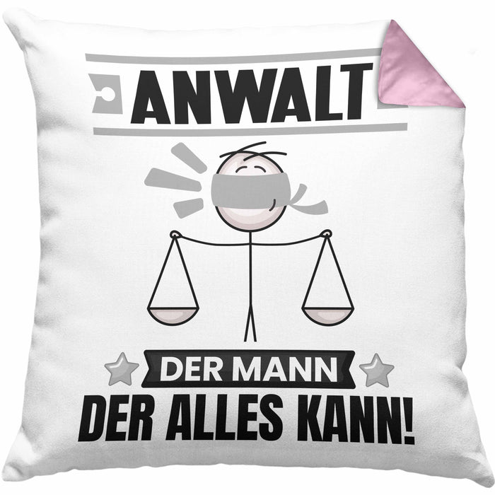 Anwalt Kissen mit Füllung 40x40 Geschenk für Anwalt Der Mann Der Alles Kann Geschenkidee zum Geburtstag (Grau) Rosa Trendation