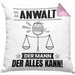 Anwalt Kissen mit Füllung 40x40 Geschenk für Anwalt Der Mann Der Alles Kann Geschenkidee zum Geburtstag (Grau) Rosa Trendation
