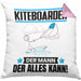 Kiteboarder Kissen mit Füllung 40x40 Geschenk für Kiteboarder Der Mann Der Alles Kann Geschenkidee zum Geburtstag (Grau) Rosa Trendation
