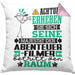 Abenteuerfilmer Geschenk Kissen mit Füllung 40x40 Lustiger Spruch Erheben Sie Sich Der Abenteuerfilmer Betritt den Raum (Grau) Rosa Trendation