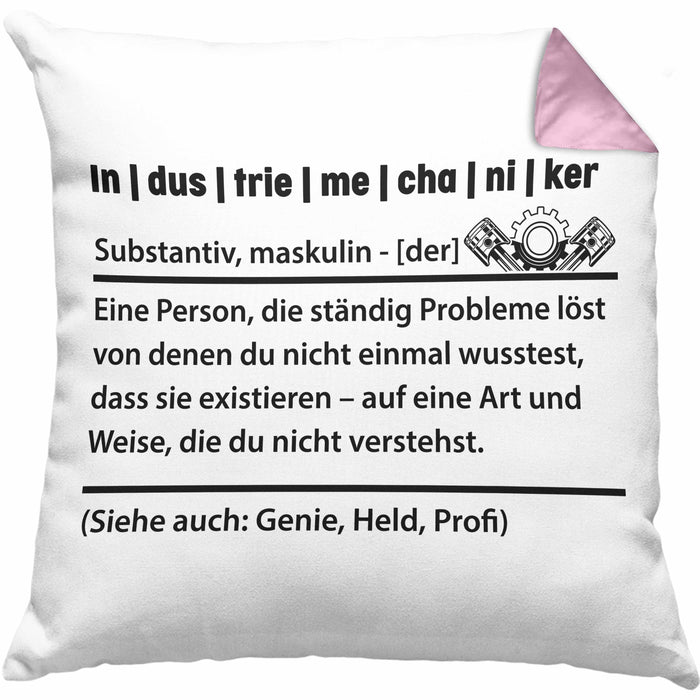 Industriemechaniker Geschenk Kissen mit Füllung 40x40 Spruch Männer Definition Lustige Geschenkidee für Industriemechaniker (Grau) Rosa Trendation