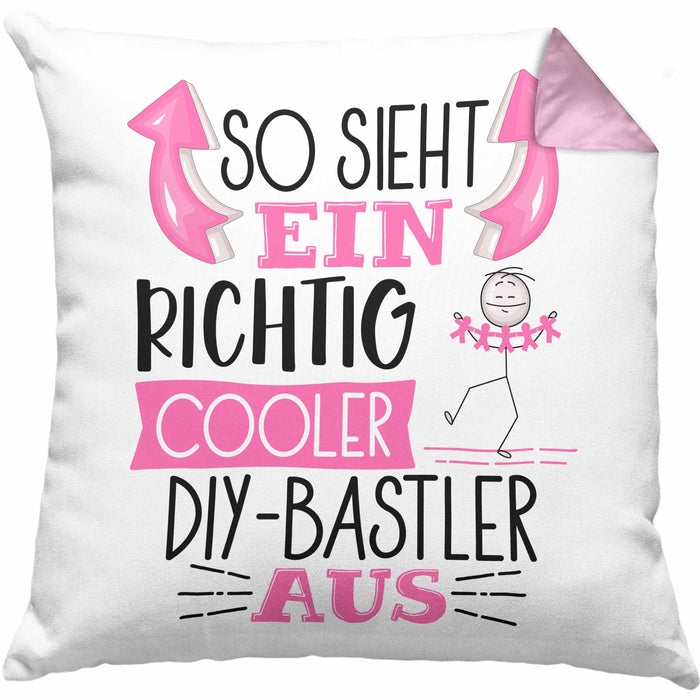 So Sieht Ein Richtig Cooler DIY-Bastler Aus Geschenk Kissen mit Füllung 40x40 Lustiger Spruch Geschenkidee (Grau) Rosa Trendation