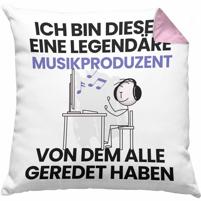 Musikproduzent Geschenk Kissen mit Füllung 40x40 Lustige Geschenkidee Geburtstag für Musikproduzent Ich Bin Dieser Legendäre Musikproduzent Von Dem Alle Geredet Haben (Grau) Rosa Trendation