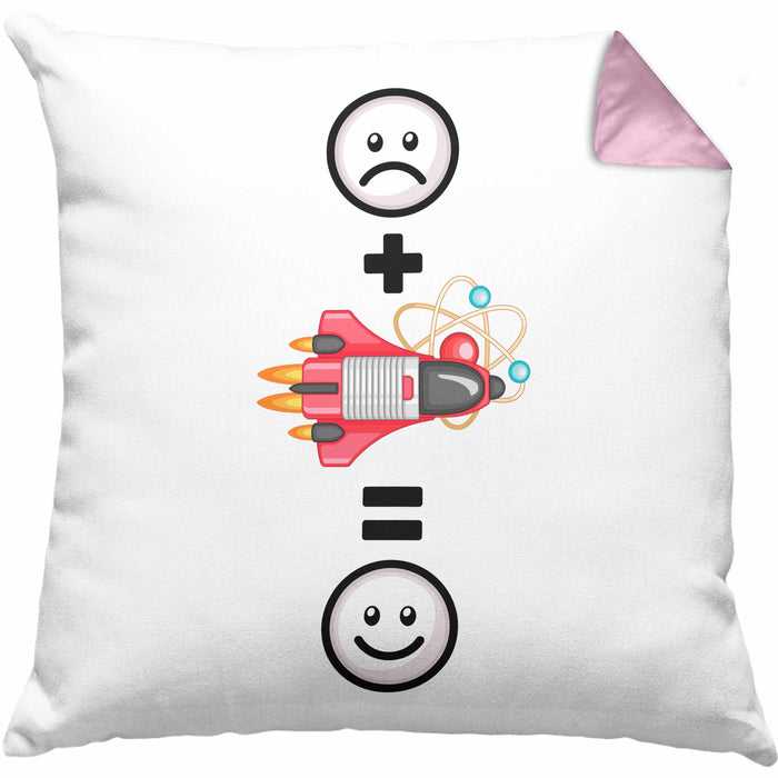 Astrophysik Kissen mit Füllung 40x40 Geschenk für Raketenwissenschaftler Lustige Geschenkidee :( + Rakete = :) (Grau) Rosa Trendation