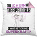 Tierpfleger Kissen mit Füllung 40x40 Geschenk für Tierpfleger Geburtstag Lustiger Spruch Was Ist Deine Superkraft (Grau) Rosa Trendation