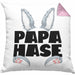 Papa Hase Kissen mit Füllung 40x40 Geschenk für Hasen-Vater Geschenkidee Bester Papa Kaninchen (Grau) Rosa Trendation