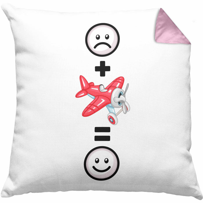 Kunstflugzeug Kissen mit Füllung 40x40 Geschenk für Kunstflieger Geburtstag Lustige Geschenkidee :( + Kunstflieger = :) (Grau) Rosa Trendation