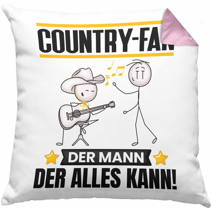 Country-Fan Kissen mit Füllung 40x40 Geschenk für Country-Fan Der Mann Der Alles Kann Geschenkidee zum Geburtstag (Grau) Rosa Trendation