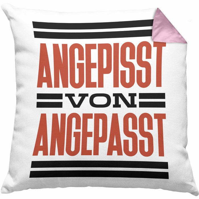 Angepisst Von Angepasst Kissen mit Füllung 40x40 System. Geschenkidee (Grau) Rosa Trendation