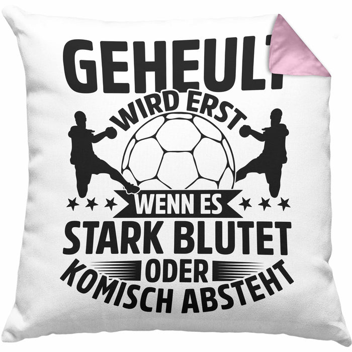 Handball Geschenk Kissen mit Füllung 40x40 Geschenkidee Handball-Spieler Handballspielerin Mädchen Jungs Geheult Wird Erst Wenn Es Stark (Grau) Rosa Trendation