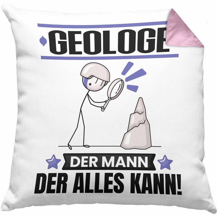 Geologe Kissen mit Füllung 40x40 Geschenk für Geologe Der Mann Der Alles Kann Geschenkidee zum Geburtstag (Grau) Rosa Trendation