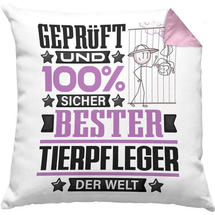 Tierpfleger Geschenk Lustiger Spruch für Tierpfleger Geschenkidee Bester Tierpfleger Der WeltKissen mit Füllung 40x40 (Grau) Rosa Trendation