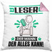 Leser Kissen mit Füllung 40x40 Geschenk für Leser Der Mann Der Alles Kann Geschenkidee zum Geburtstag (Grau) Rosa Trendation