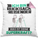 Rucksackreisender Kissen mit Füllung 40x40 Geschenk für Rucksackreisender Geburtstag Lustiger Spruch Was Ist Deine Superkraft (Grau) Rosa Trendation