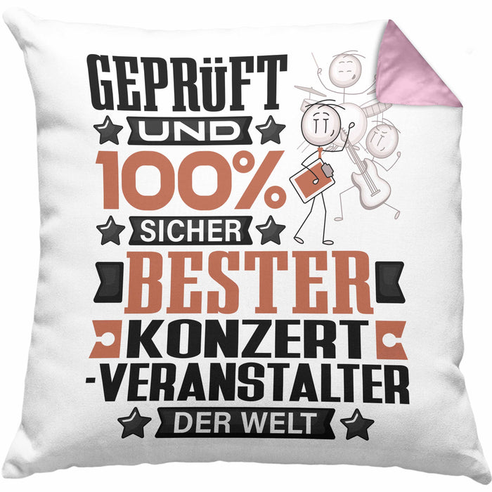 Konzertveranstalter Geschenk Lustiger Spruch für Konzertveranstalter Geschenkidee Bester Konzertveranstalter Der WeltKissen mit Füllung 40x40 (Grau) Rosa Trendation