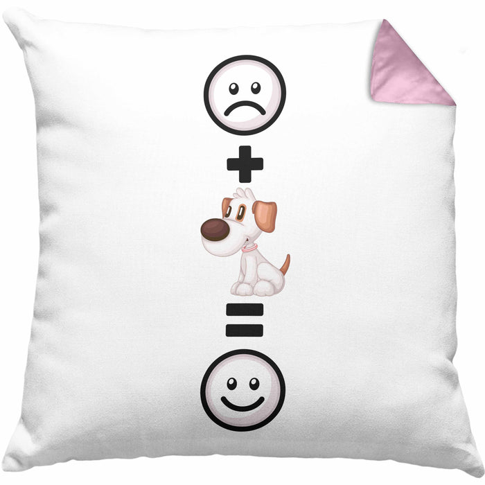 Hund Kissen mit Füllung 40x40 Geschenkidee für Hundemama Hundebesitzer Geburtstag Lustiges Geschenk :( + Hund = :) (Grau) Rosa Trendation