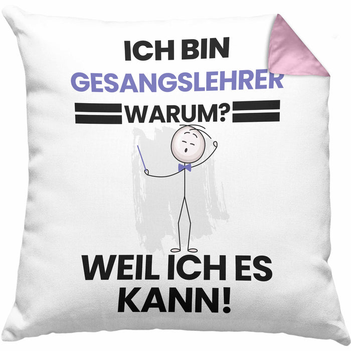 Gesangslehrer Geschenk Kissen mit Füllung 40x40 Lustiger Spruch Ich Bin Gesangslehrer Warum Weil Ich Es Kann Geschenkidee Bester Gesangslehrer Geburtstag (Grau) Rosa Trendation