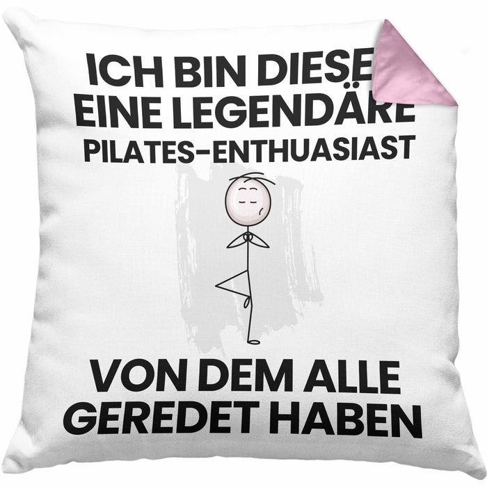 Pilates-Enthusiast Geschenk Kissen mit Füllung 40x40 Lustige Geschenkidee Geburtstag für Pilates-Enthusiast Ich Bin Dieser Legendäre Pilates-Enthusiast Von Dem Alle Geredet Haben (Grau) Rosa Trendation