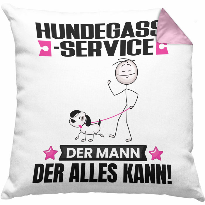 Hundegassi-Service Kissen mit Füllung 40x40 Geschenk für Hundegassi-Service Der Mann Der Alles Kann Geschenkidee zum Geburtstag (Grau) Rosa Trendation
