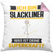 Slackliner Kissen mit Füllung 40x40 Geschenk für Slackliner Geburtstag Lustiger Spruch Was Ist Deine Superkraft (Grau) Rosa Trendation