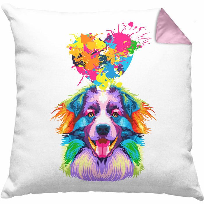 Border Collies Herz Farbe Besitzer Kissen mit Füllung 40x40 Geschenk Lustiger Spruch Geschenkidee Border Collies Liebhaber (Grau) Rosa Trendation