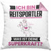 Reitsportler Kissen mit Füllung 40x40 Geschenk für Reitsportler Geburtstag Lustiger Spruch Was Ist Deine Superkraft (Grau) Rosa Trendation