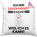 Saxophonist Geschenk Kissen mit Füllung 40x40 Lustiger Spruch Ich Bin Saxophonist Warum Weil Ich Es Kann Geschenkidee Bester Saxophonist Geburtstag (Grau) Rosa Trendation