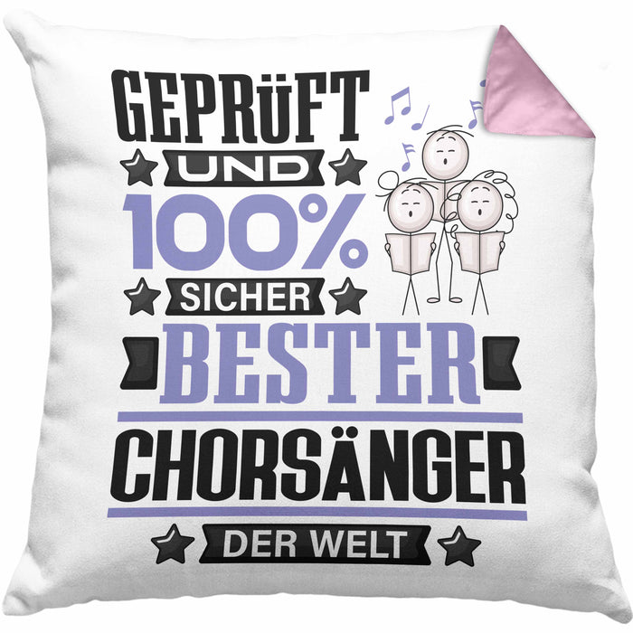 Chorsänger Geschenk Lustiger Spruch für Chorsänger Geschenkidee Bester Chorsänger Der WeltKissen mit Füllung 40x40 (Grau) Rosa Trendation