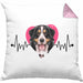 Berner Sennen Besitzer Kissen mit Füllung 40x40 Geschenk Lustiger Spruch Geschenkidee Herzschlag Berner Sennen (Grau) Rosa Trendation