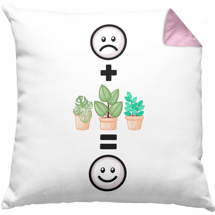 Pflanzen Kissen mit Füllung 40x40 Geschenk für Pflanzen-Liebhaber Grüner Daumen Geburtstag Lustige Geschenkidee :( + Pflanzen+ = :) (Grau) Rosa Trendation