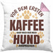 Hundebesitzerin Kissen mit Füllung 40x40 Geschenk Vor Dem Ersten Kaffe Darf Mich Nur Mein Hund Ansprechen (Grau) Rosa Trendation