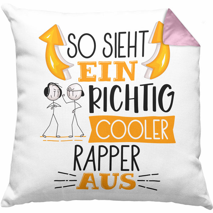 So Sieht Ein Richtig Cooler Rapper Aus Kissen mit Füllung 40x40 Geschenk für Rapper Geburtstag Geschenkdiee (Grau) Rosa Trendation