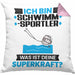 Schwimmsportler Kissen mit Füllung 40x40 Geschenk für Schwimmsportler Geburtstag Lustiger Spruch Was Ist Deine Superkraft (Grau) Rosa Trendation