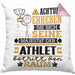 Athlet Geschenk Kissen mit Füllung 40x40 Lustiger Spruch Erheben Sie Sich Der Athlet Betritt den Raum (Grau) Rosa Trendation