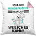 Hundefriseur Geschenk Kissen mit Füllung 40x40 Lustiger Spruch Ich Bin Hundefriseur Warum Weil Ich Es Kann Geschenkidee Bester Hundefriseur Geburtstag (Grau) Rosa Trendation
