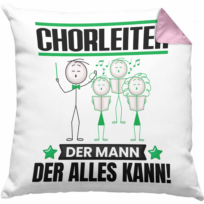 Chorleiter Kissen mit Füllung 40x40 Geschenk für Chorleiter Der Mann Der Alles Kann Geschenkidee zum Geburtstag (Grau) Rosa Trendation