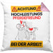 Pferdefreund Kissen mit Füllung 40x40 Geschenk Lustiger Spruch Geschenkidee für Pferdefreund Achtung Hochleistungs Pferdefreund Bei Der Arbeit (Grau) Rosa Trendation