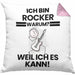 Rocker Geschenk Kissen mit Füllung 40x40 Lustiger Spruch Ich Bin Rocker Warum Weil Ich Es Kann Geschenkidee Bester Rocker Geburtstag (Grau) Rosa Trendation