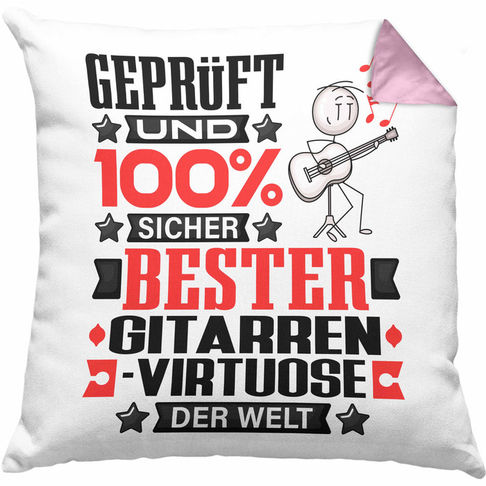 Gitarrenvirtuose Geschenk Lustiger Spruch für Gitarrenvirtuose Geschenkidee Bester Gitarrenvirtuose Der WeltKissen mit Füllung 40x40 (Grau) Rosa Trendation