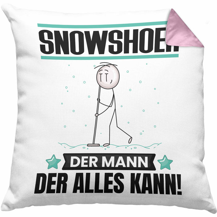 Snowshoer Kissen mit Füllung 40x40 Geschenk für Snowshoer Der Mann Der Alles Kann Geschenkidee zum Geburtstag (Grau) Rosa Trendation