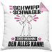 Schwippschwager Kissen mit Füllung 40x40 Geschenk für Schwippschwager Der Mann Der Alles Kann Geschenkidee zum Geburtstag (Grau) Rosa Trendation