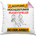 Rugbyspieler Kissen mit Füllung 40x40 Geschenk Lustiger Spruch Geschenkidee für Rugbyspieler Achtung Hochleistungs Rugbyspieler Bei Der Arbeit (Grau) Rosa Trendation