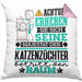 Katzenzüchter Geschenk Kissen mit Füllung 40x40 Lustiger Spruch Erheben Sie Sich Der Katzenzüchter Betritt den Raum (Grau) Rosa Trendation