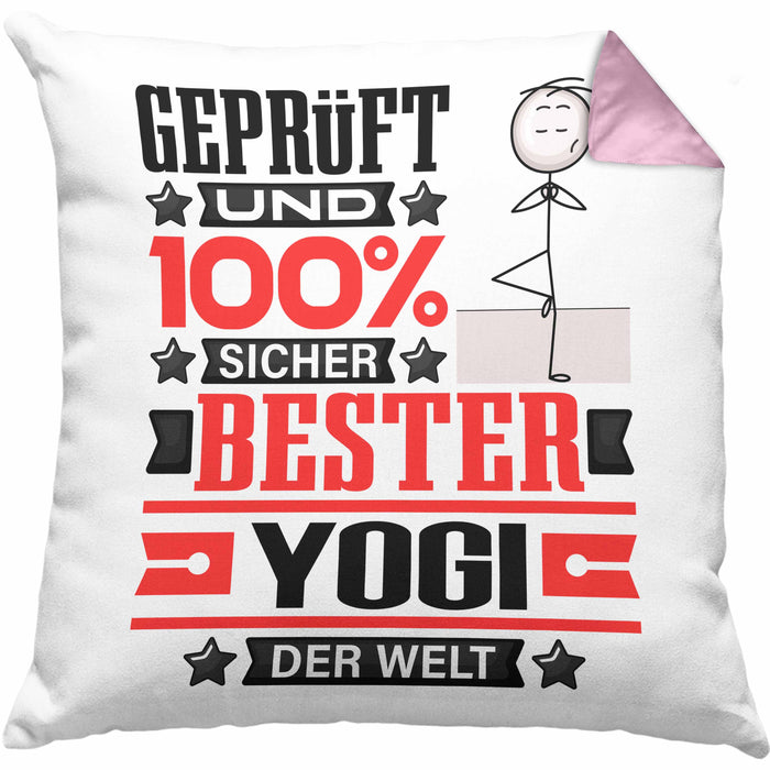 Yogi Geschenk Lustiger Spruch für Yogi Geschenkidee Bester Yogi Der WeltKissen mit Füllung 40x40 (Grau) Rosa Trendation