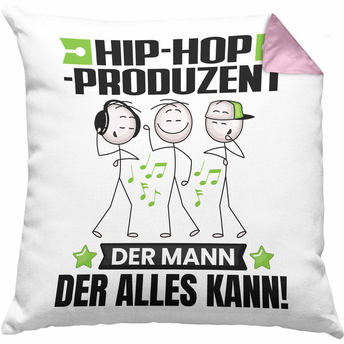 Hip-Hop-Produzent Kissen mit Füllung 40x40 Geschenk für Hip-Hop-Produzent Der Mann Der Alles Kann Geschenkidee zum Geburtstag (Grau) Rosa Trendation