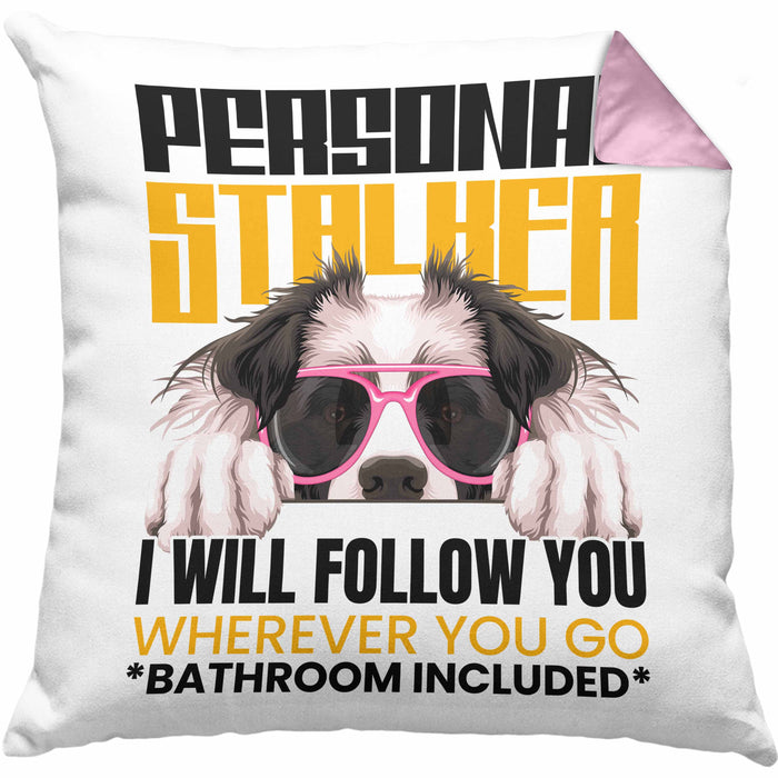 Border Collies Besitzerin Kissen mit Füllung 40x40 Geschenk Lustiger Spruch Geschenkidee Personal Stalker (Grau) Rosa Trendation