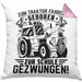 Traktor Fahren Geschenk Kissen mit Füllung 40x40 für Bauer Landwirt Zum Traktor Fahren Geboren Zur Schule Gezwungen (Grau) Rosa Trendation